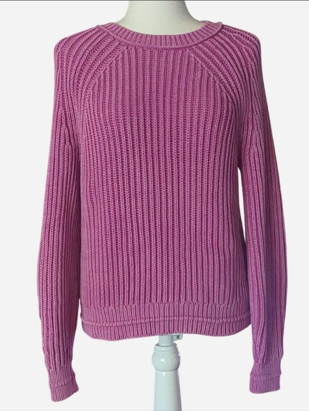 J.Crew Bubblegum Pink Ribbed Crewneck Sweater | Thick Chunky Knit Size S